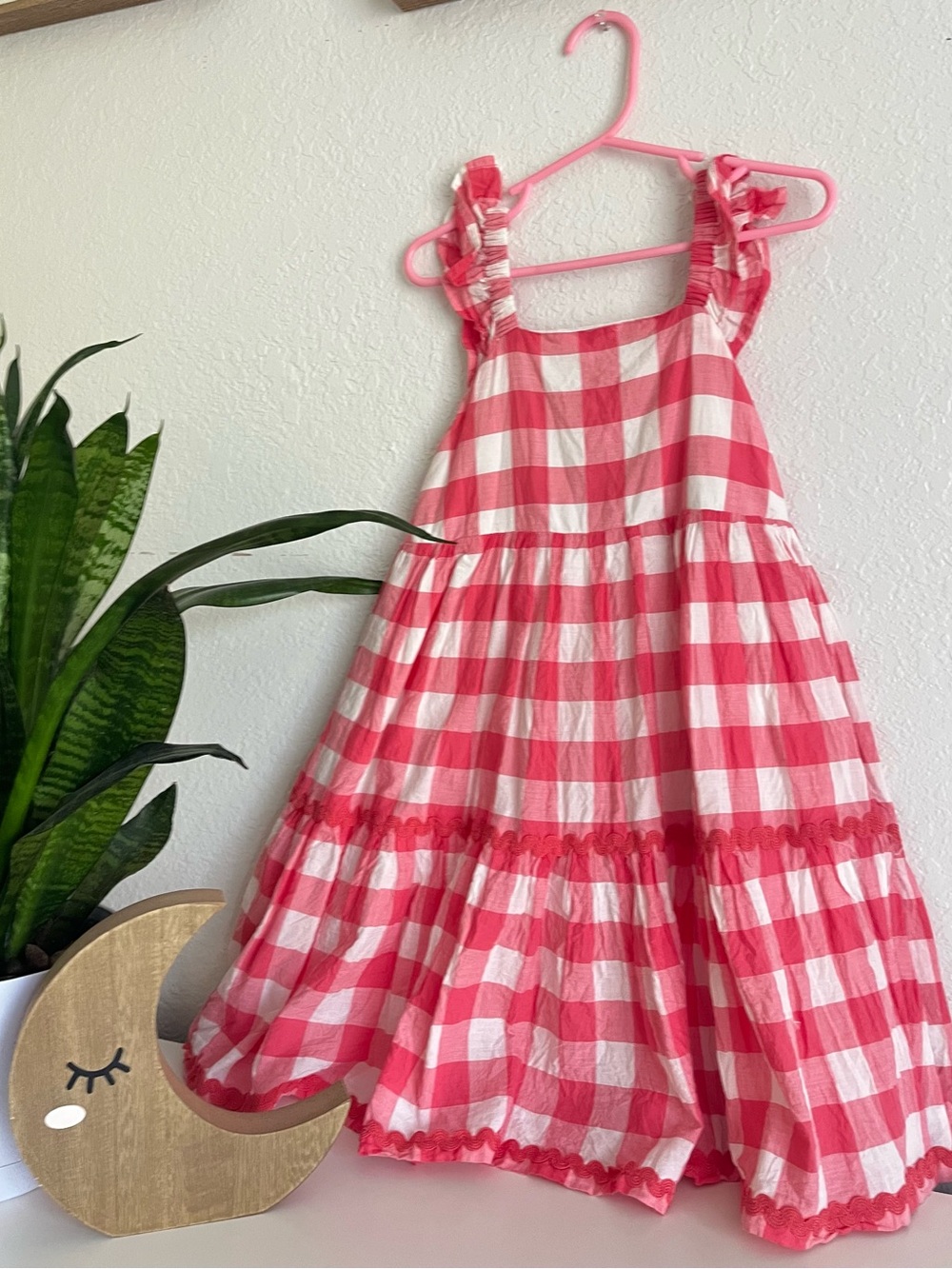 Sigrid Olsen Pink and White Gingham Tiered Sundress for Girls